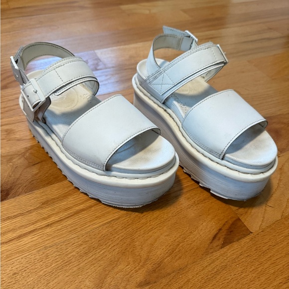 Dr. Martens | White Leather Platform Strap Sandals - Picture 4 of 9
